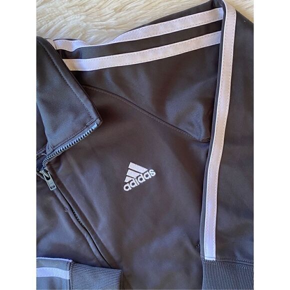 Adidas SZ 4 Little Boys Grey & White Full Zip Track Jacket With Logo - Picture 5 of 10